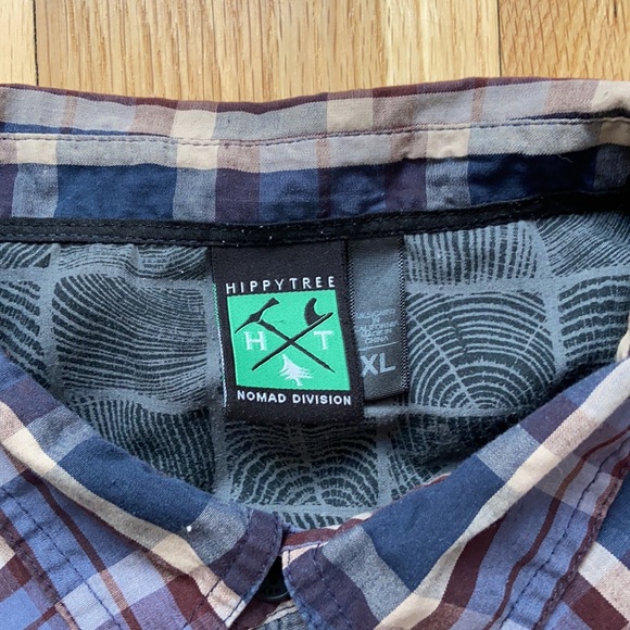 Hippy Tree Short Sleeve Plaid Retro Plaid Button Down - Picture 5 of 5